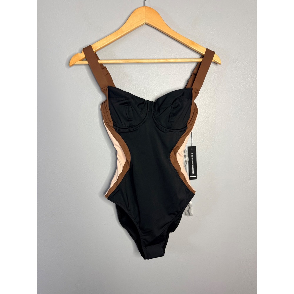TA3 Swimsuit One Piece Lifty Contour Black/ Mocha/ Peach XS  XLong D/DDNWT